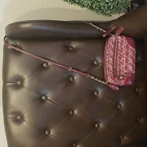 Coach Chelsea Tweed Burgundy and Gold accents shoulder bag